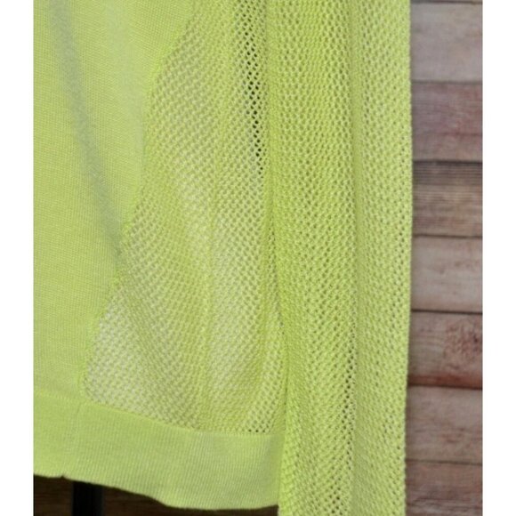 Cabi Lemon Lime Neon Split Back Mesh Pullover Sweater Size M Beach 80's Look - Picture 3 of 9